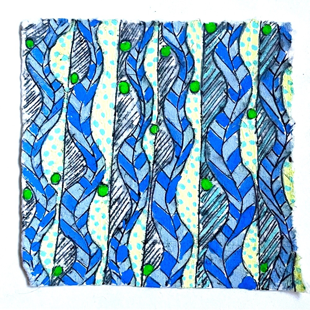 Vibrant Blue and Green Abstract Canvas Painting